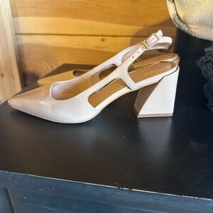 Vince Camuto Cream Pointed-Toe Slingback Heels